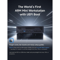 MINIS FORUM Arm Mini Workstation avec Prise en Charge du démarrage UEFI, Arm intégré CP8180 (12C/12T, 2,6 GHz, 45 Tops), 64 Go L