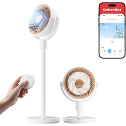 SwitchBot Ventilateur sur pied oscillant, éclairage RGB, 22 dB ultra-silencieux, télécommande, compatible Matter via Hub, débit 
