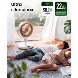 SwitchBot Ventilateur sur pied oscillant, éclairage RGB, 22 dB ultra-silencieux, télécommande, compatible Matter via Hub, débit 