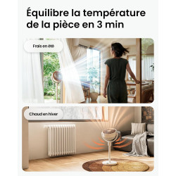 SwitchBot Ventilateur sur pied oscillant, éclairage RGB, 22 dB ultra-silencieux, télécommande, compatible Matter via Hub, débit 