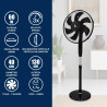 BEPER P206VEN120 Ventilateur sur pied 7 pales, 40 cm, oscillant, 3 vitesses, hauteur réglable jusqu'à 130 cm, base ronde stable,