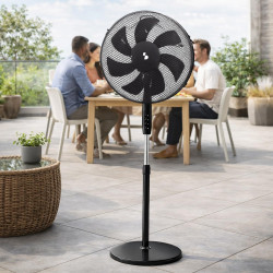 BEPER P206VEN120 Ventilateur sur pied 7 pales, 40 cm, oscillant, 3 vitesses, hauteur réglable jusqu'à 130 cm, base ronde stable,