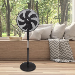 BEPER P206VEN120 Ventilateur sur pied 7 pales, 40 cm, oscillant, 3 vitesses, hauteur réglable jusqu'à 130 cm, base ronde stable,