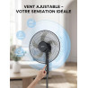 Midea Ventilateur sur Pied 107,5–122 cm, 40 W, 5 pales de 40 cm de diamètre, oscillant, 3 vitesses, hauteur réglable, moteur en 