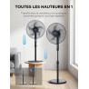 Midea Ventilateur sur Pied 107,5–122 cm, 40 W, 5 pales de 40 cm de diamètre, oscillant, 3 vitesses, hauteur réglable, moteur en 