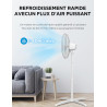 Midea MPF25MW Ventilateur sur pied 40W, Hauteur Réglable Jusqu'à 125 cm，3 Vitesses, Oscillation 90°, Puissant et Silencieux, Idé