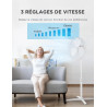 Midea MPF25MW Ventilateur sur pied 40W, Hauteur Réglable Jusqu'à 125 cm，3 Vitesses, Oscillation 90°, Puissant et Silencieux, Idé