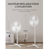 Midea MPF25MW Ventilateur sur pied 40W, Hauteur Réglable Jusqu'à 125 cm，3 Vitesses, Oscillation 90°, Puissant et Silencieux, Idé
