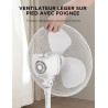 Midea MPF25MW Ventilateur sur pied 40W, Hauteur Réglable Jusqu'à 125 cm，3 Vitesses, Oscillation 90°, Puissant et Silencieux, Idé