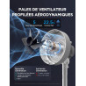 Midea Ventilateur sur pied 4 en 1, hauteur réglable 30-110 cm, oscillant, ultra-silencieux, inclinaison 90°, 3 vitesses, blanc. 