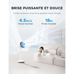 Midea Ventilateur sur pied 4 en 1, hauteur réglable 30-110 cm, oscillant, ultra-silencieux, inclinaison 90°, 3 vitesses, blanc. 