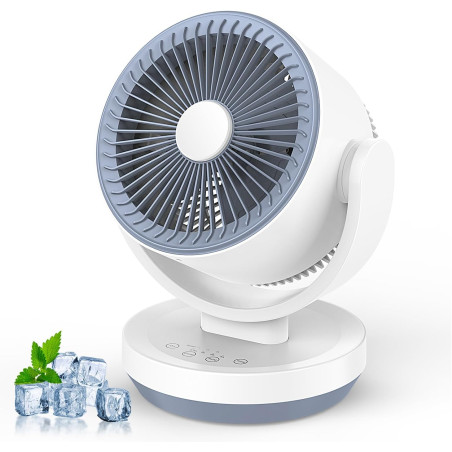 Ventilateur de Table Silencieux,Ventilateur de Bureau à Circulation D'air, Flux d'air Puissant,3 Vitesses, Minuterie 7,5 Heures,