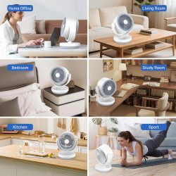 Ventilateur de Table Silencieux,Ventilateur de Bureau à Circulation D'air, Flux d'air Puissant,3 Vitesses, Minuterie 7,5 Heures,