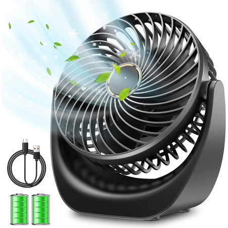Ventilateur bureau silencieux usb avec Rechargeable Batterie 4000mAh,5 Vitesse petit ventilateur table pour La Chambre,domair,cu