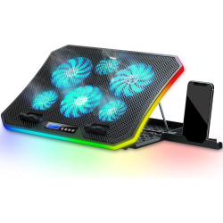 TopMate C12 Ventilateur PC Portable RGB de Jeu Bureau, Refroidisseur pour Ordinateur Portable 15,6-17,3", Support de Refroidisse