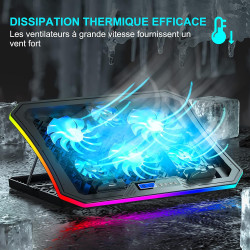 TopMate C12 Ventilateur PC Portable RGB de Jeu Bureau, Refroidisseur pour Ordinateur Portable 15,6-17,3", Support de Refroidisse
