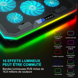 TopMate C12 Ventilateur PC Portable RGB de Jeu Bureau, Refroidisseur pour Ordinateur Portable 15,6-17,3", Support de Refroidisse