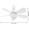 Ventilateur de Plafond avec Lumière et Telecommande, E27/E26 Lampe de Ventilateur LED Dimmable Plafonnier Timing, 5 Pales, Silen