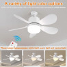 Ventilateur de Plafond avec Lumière et Telecommande, E27/E26 Lampe de Ventilateur LED Dimmable Plafonnier Timing, 5 Pales, Silen