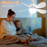 Ventilateur de Plafond avec Lumière et Telecommande, E27/E26 Lampe de Ventilateur LED Dimmable Plafonnier Timing, 5 Pales, Silen
