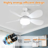 Ventilateur de Plafond avec Lumière et Telecommande, E27/E26 Lampe de Ventilateur LED Dimmable Plafonnier Timing, 5 Pales, Silen