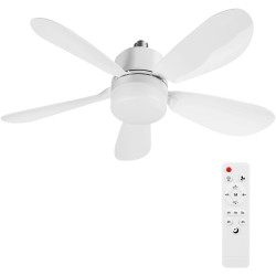 Ventilateur de Plafond avec Lumière et Telecommande, E27/E26 Lampe de Ventilateur LED Dimmable Plafonnier Timing, 5 Pales, Silen