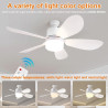 Ventilateur de Plafond avec Lumière et Telecommande, E27/E26 Lampe de Ventilateur LED Dimmable Plafonnier Timing, 5 Pales, Silen
