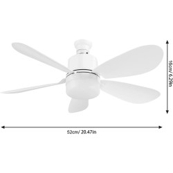 Ventilateur de Plafond avec Lumière et Telecommande, E27/E26 Lampe de Ventilateur LED Dimmable Plafonnier Timing, 5 Pales, Silen