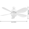 Ventilateur de Plafond avec Lumière et Telecommande, E27/E26 Lampe de Ventilateur LED Dimmable Plafonnier Timing, 5 Pales, Silen