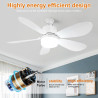 Ventilateur de Plafond avec Lumière et Telecommande, E27/E26 Lampe de Ventilateur LED Dimmable Plafonnier Timing, 5 Pales, Silen