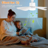 Ventilateur de Plafond avec Lumière et Telecommande, E27/E26 Lampe de Ventilateur LED Dimmable Plafonnier Timing, 5 Pales, Silen