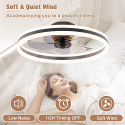 VOLISUN Ventilateur de plafond avec éclairage et télécommande, 6 niveaux de vent et intensité variable, plafonnier moderne avec 