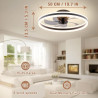 VOLISUN Ventilateur de plafond avec éclairage et télécommande, 6 niveaux de vent et intensité variable, plafonnier moderne avec 