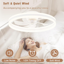 VOLISUN Ventilateur de plafond avec éclairage et télécommande, 6 niveaux de vent et intensité variable, plafonnier moderne avec 