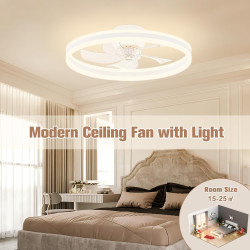 VOLISUN Ventilateur de plafond avec éclairage et télécommande, 6 niveaux de vent et intensité variable, plafonnier moderne avec 