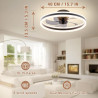 VOLISUN Ventilateur de Plafond avec Lumière LED Dimmable et Télécommande, 6 Vitesses, Silencieux pour Chambre et Salon (Noir, 40