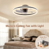 VOLISUN Ventilateur de Plafond avec Lumière LED Dimmable et Télécommande, 6 Vitesses, Silencieux pour Chambre et Salon (Noir, 40