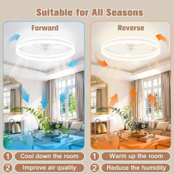 VOLISUN Ventilateur de Plafond avec Lumière et Télécommande, 6 Vitesses de vent et Ventilateur de Plafond avec Lumière Dimmable,