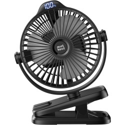 Minthouz Ventilateur Portable USB, Ventilateur Bureau Silencieux avec Clip, Batterie 8000mAh Rechargeable, 5 Vitesses, Idéal pou