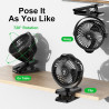 Minthouz Ventilateur Portable USB, Ventilateur Bureau Silencieux avec Clip, Batterie 8000mAh Rechargeable, 5 Vitesses, Idéal pou