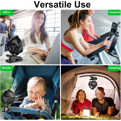 Minthouz Ventilateur Portable USB, Ventilateur Bureau Silencieux avec Clip, Batterie 8000mAh Rechargeable, 5 Vitesses, Idéal pou