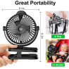 Minthouz Ventilateur Portable USB, Ventilateur Bureau Silencieux avec Clip, Batterie 8000mAh Rechargeable, 5 Vitesses, Idéal pou