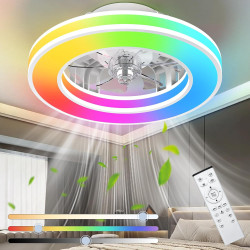 Ateroll Ventilateur Plafond avec Lumiere Ø41.5 cm, 3000K-4000K-6500K+RGB, 6 Vitesses de Ventilation Réglables avec Télécommande,