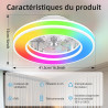 Ateroll Ventilateur Plafond avec Lumiere Ø41.5 cm, 3000K-4000K-6500K+RGB, 6 Vitesses de Ventilation Réglables avec Télécommande,