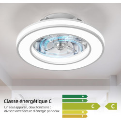 Ateroll Ventilateur Plafond avec Lumiere Ø41.5 cm, 3000K-4000K-6500K+RGB, 6 Vitesses de Ventilation Réglables avec Télécommande,