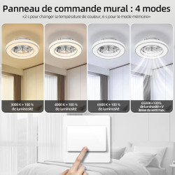 Ateroll Ventilateur Plafond avec Lumiere Ø41.5 cm, 3000K-4000K-6500K+RGB, 6 Vitesses de Ventilation Réglables avec Télécommande,