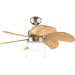 Cecotec - ventilateur de plafond avec lumière energysilence aero 360 or&wood - 50 w, diamètre 91 cm, 3 vitesses, 6 pales, ampoul