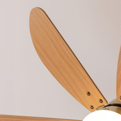 Cecotec - ventilateur de plafond avec lumière energysilence aero 360 or&wood - 50 w, diamètre 91 cm, 3 vitesses, 6 pales, ampoul