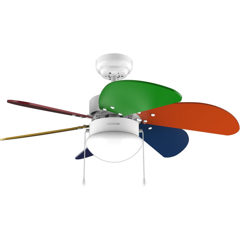 Cecotec - Ventilateur de Plafond avec Lumière EnergySilence Aero 360 ColorFull - 50 W, Diamètre 91 cm, 3 Vitesses et 6 Pales, La
