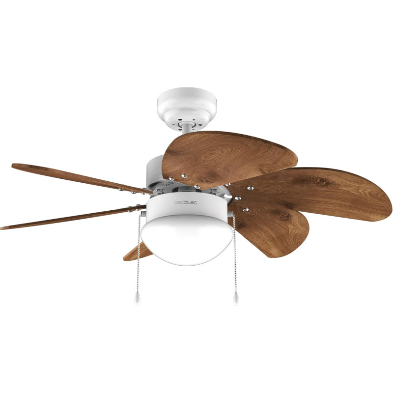 Cecotec - ventilateur de plafond avec lumière energysilence aero 365 blanc&wood - 50 w, diamètre 91 cm, 3 vitesses, 6 pales, amp